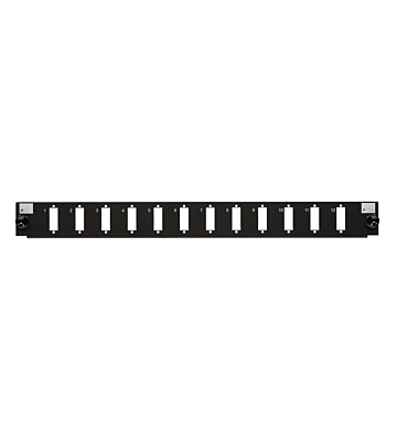 Conector frontal LC/SC de 12 portas, preto, quad/duplex, adequado para bandeja de fibra universal.