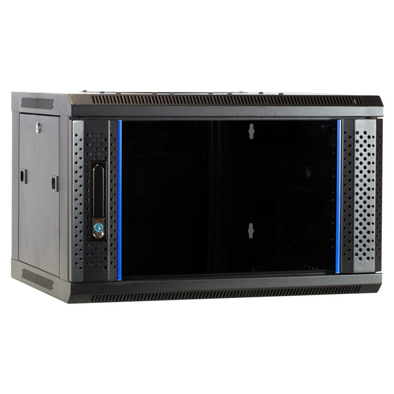 Armário de parede 4U desmontado com porta de vidro 600x450x280mm (LxPxA)