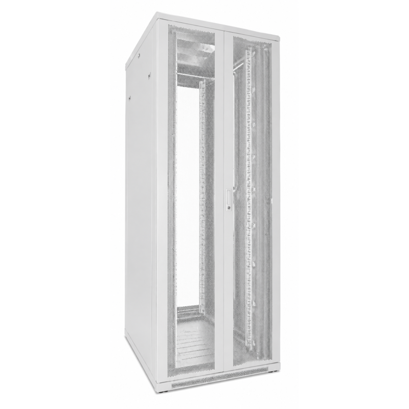 Armário de servidor branco 47U com portas duplas perfuradas na frente e atrás 800x800x2200mm (LxPxA)