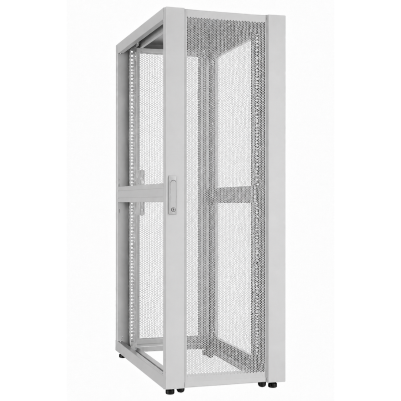 Caixa para servidor de data center 52U com porta perfurada, 800x1200x2400mm (LxPxA), cinzento.