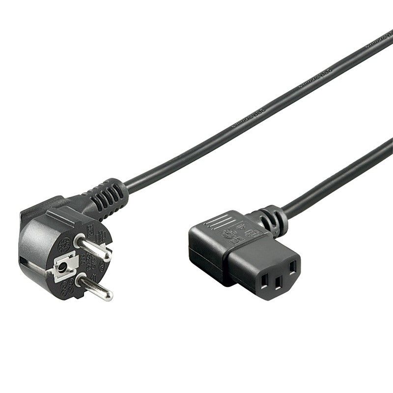 Cabo de alimentação angular Schuko para C13 de 1,50 m, preto