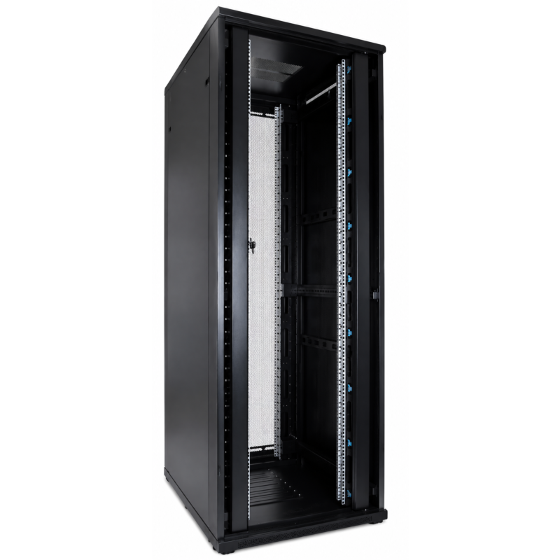 Armário para servidor 47U com portas dupla frontal e traseira perfuradas, 800x800x2200mm (LxPxA)