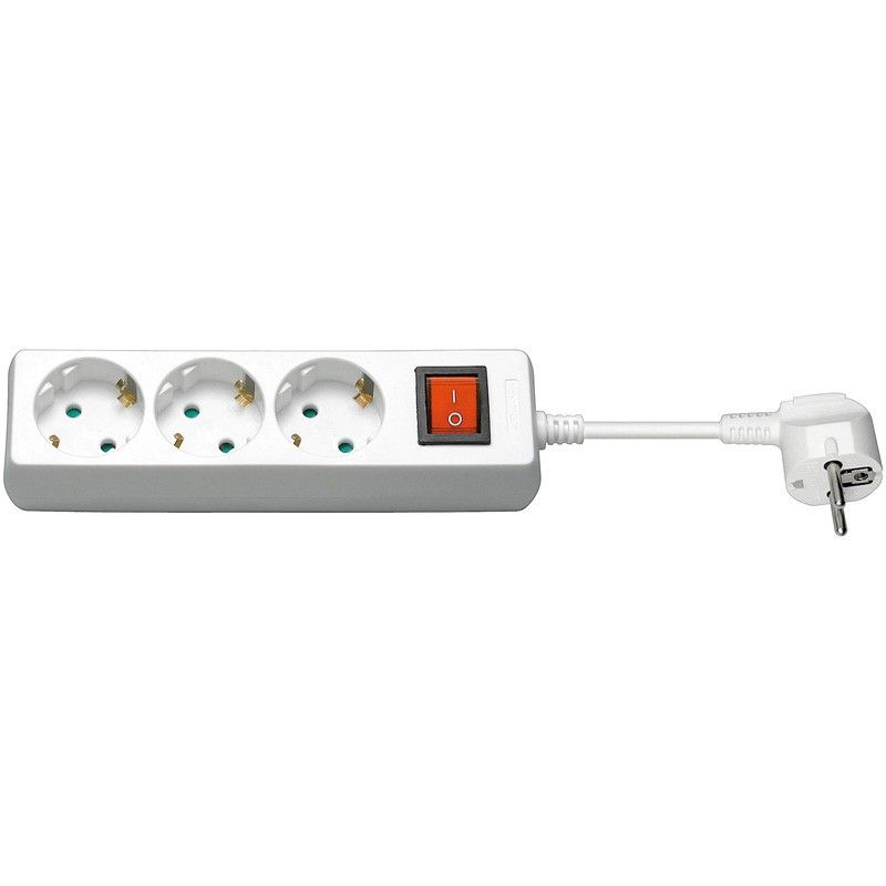 Régua de tomadas tripla com interruptor, 3m, branca