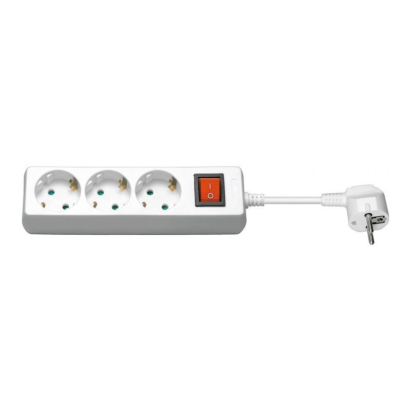 Régua de tomadas tripla com interruptor, 1,50 m, branca