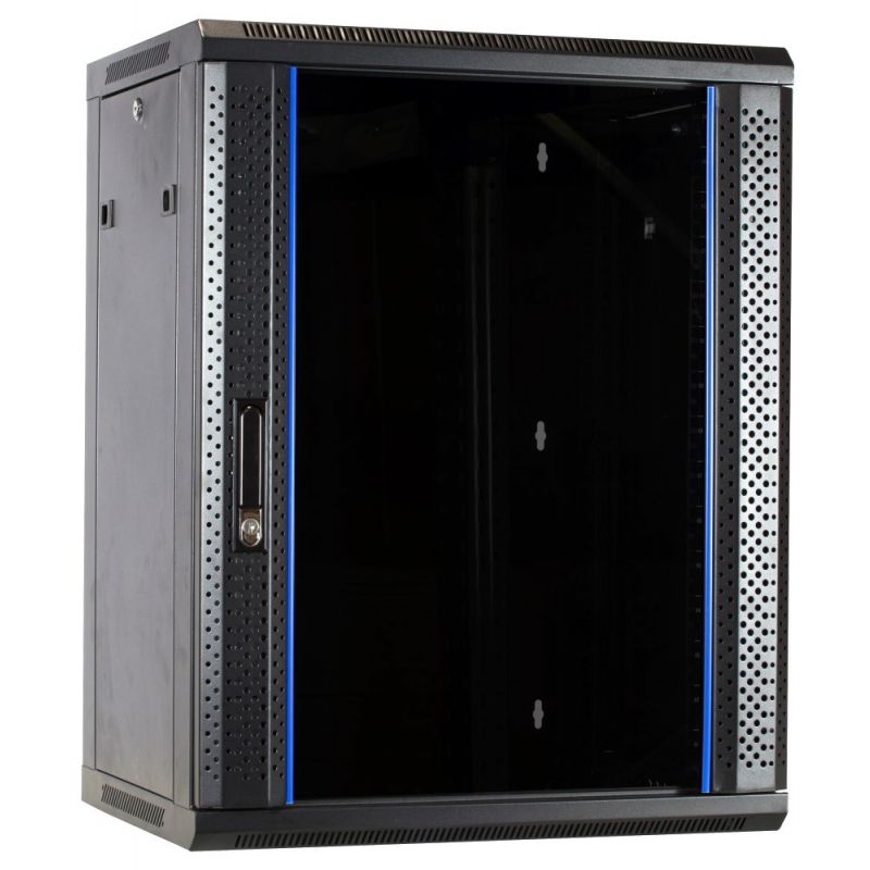 Armário de parede 15U desmontado com porta de vidro 600x450x770mm (LxPxA)