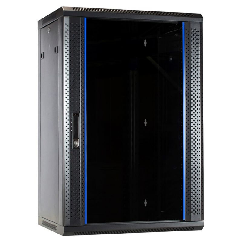 Armário de parede 18U com porta de vidro 600x450x900mm (LxPxA)