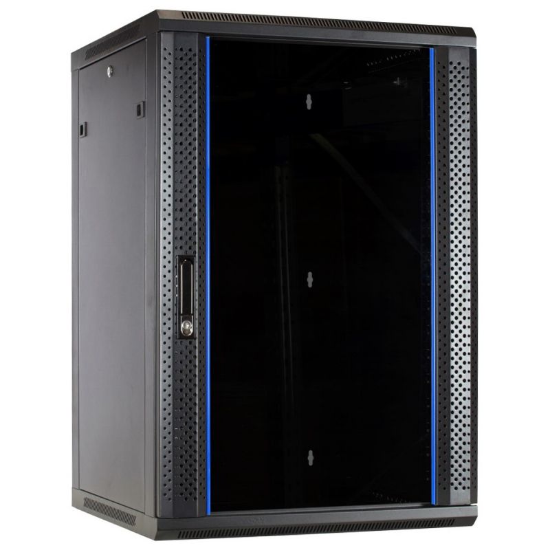 Armário de parede 18U com porta de vidro 600x600x900mm (LxPxA)