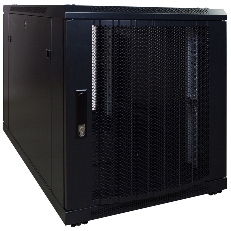 Caixa para mini servidor 12U com porta perfurada 600x1200x720mm (LxPxA)