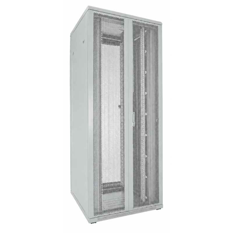 Armário de servidor branco 42U com portas duplas perfuradas na frente e atrás 800x800x2000mm (LxPxA)