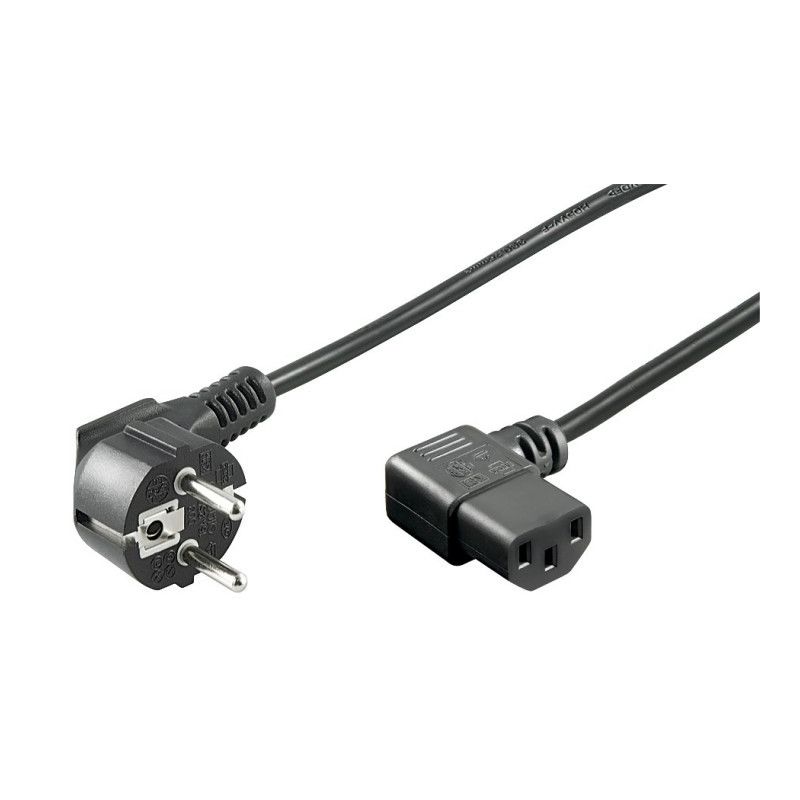 Cabo de alimentação angular Schuko para C13 de 3 m, preto