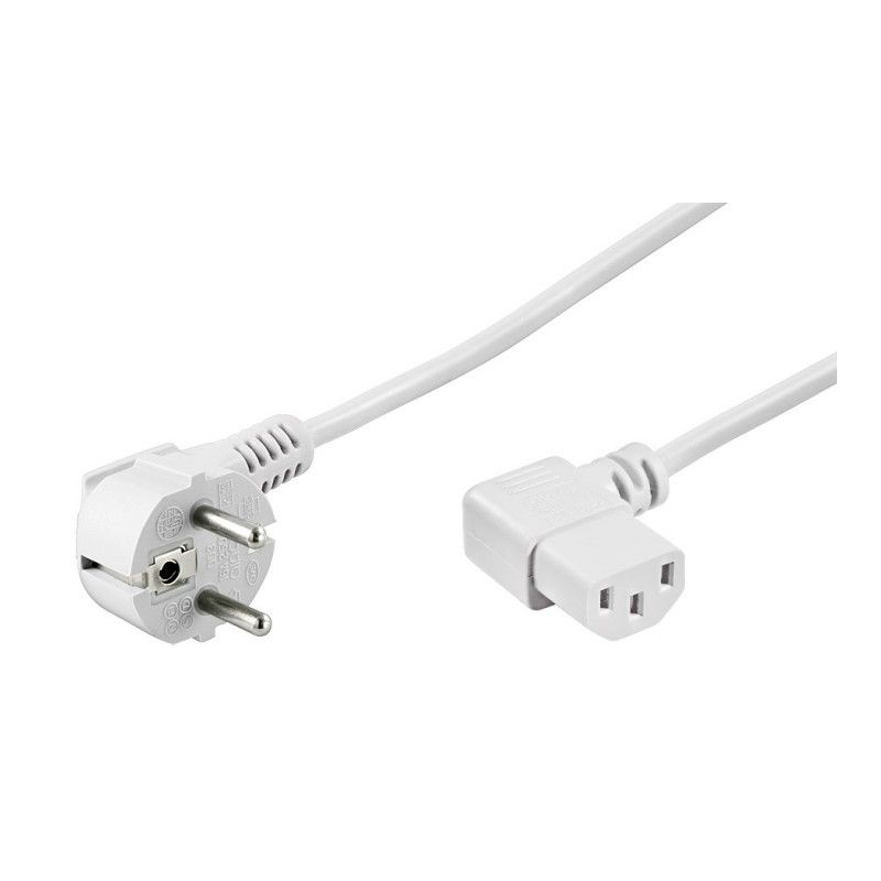 Cabo de alimentação angular Schuko para C13 de 2 m branco