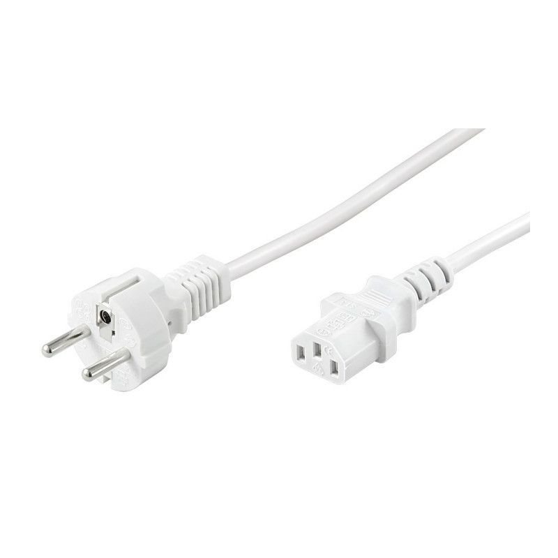 Cabo de alimentação Schuko para C13 de 2 m, branco