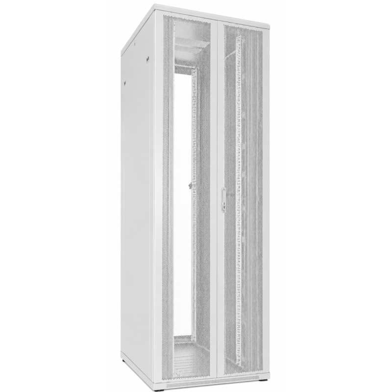 Armário de servidor branco 47U com portas duplas perfuradas na frente e atrás 800x1000x2200mm (LxPxA)