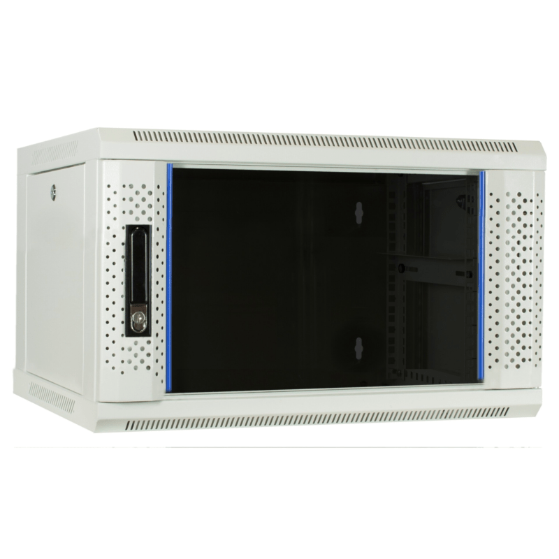 Armário de parede branco 4U com porta de vidro 600x450x280mm (LxPxA)