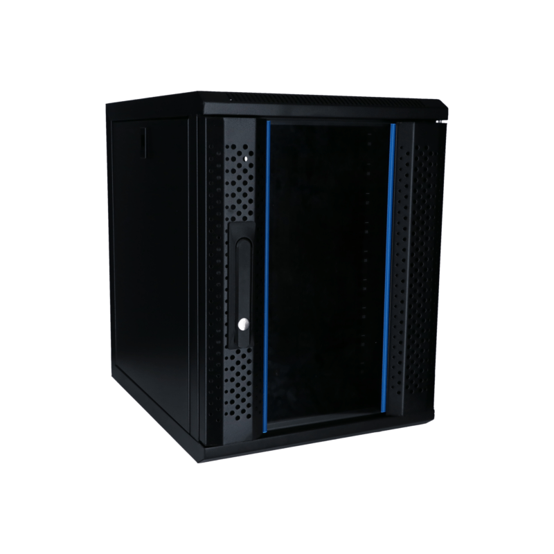 Armário para servidor de 10 polegadas e 9U com porta de vidro, 370x450x486mm (LxPxA)
