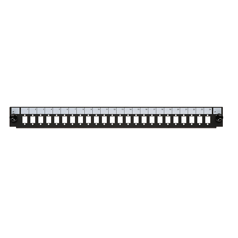 Frontal LC/SC/E2000 com 24 portas, adequado para bandeja de fibra universal.