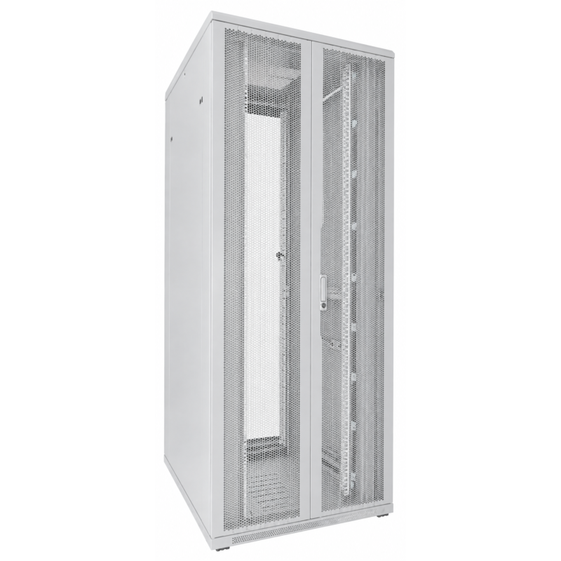 Armário de servidor branco 42U com portas duplas perfuradas na frente e atrás 800x1000x2000mm (LxPxA)