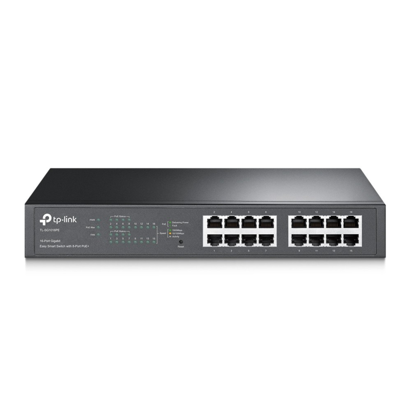 Switch inteligente PoE gerido TP-Link de 16 portas (modelo 1016)