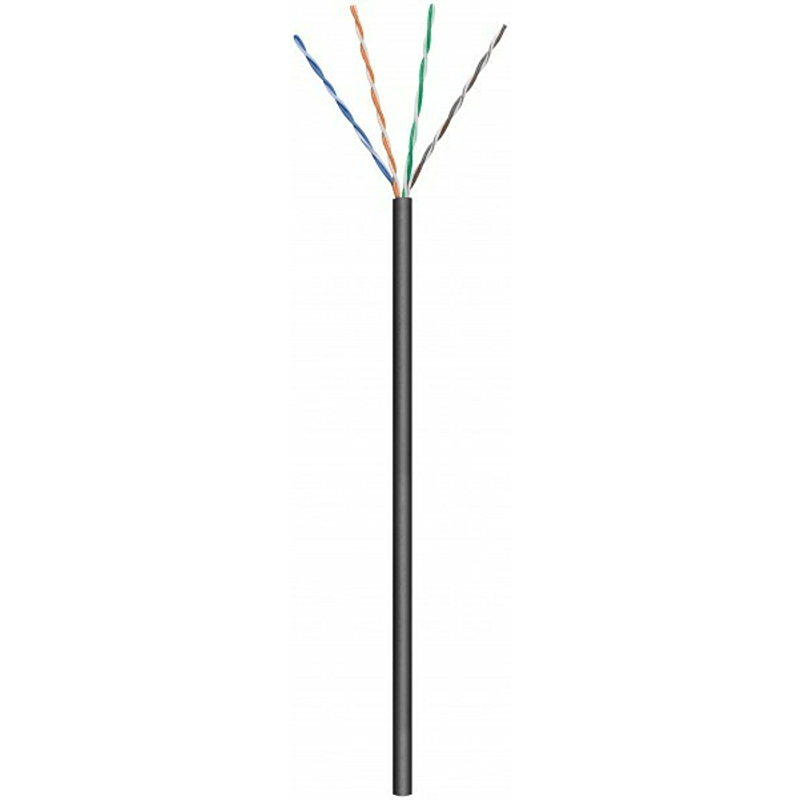 Cabo CAT5e U/UTP de 100m para utilização no exterior, em bobine rígida preta CCA.