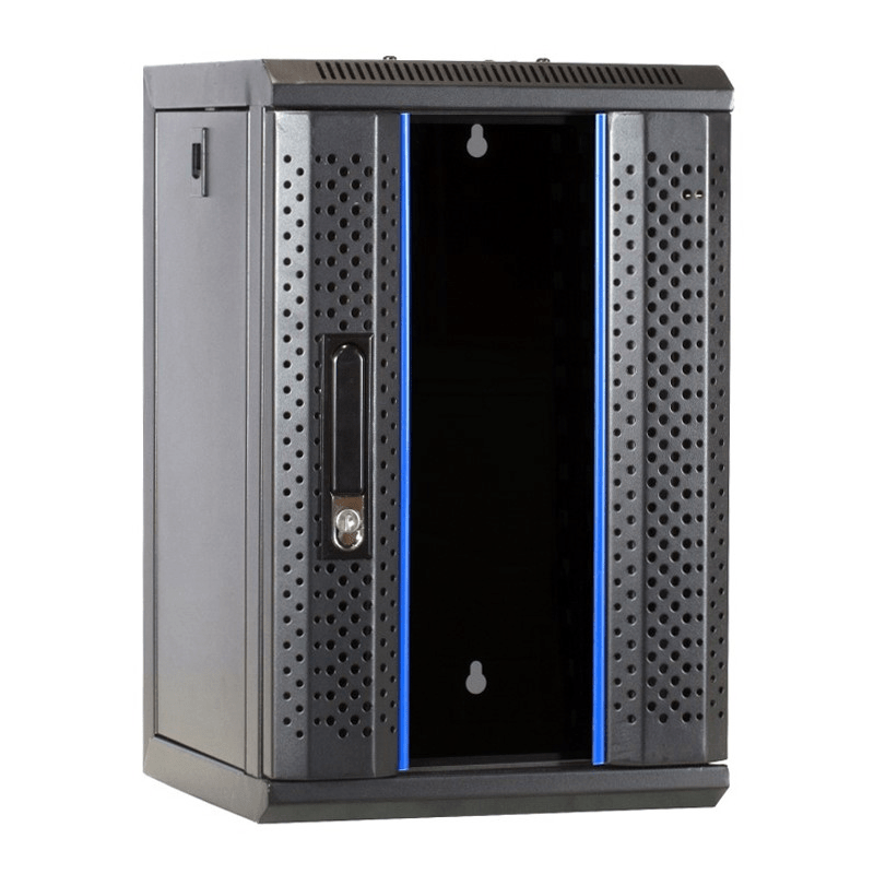 Armário para servidor de 10 polegadas e 9U com porta de vidro, dimensões 312x310x486mm (LxPxA)