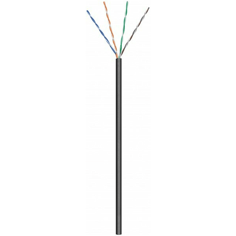 Cabo CAT6 U/UTP para utilização no exterior, 100m, em bobine, flexível, preto, com certificação CCA.