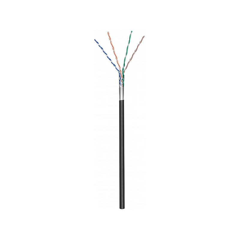 Cabo CAT5e FTP de 100m para utilização no exterior, em bobine rígida preta CCA.