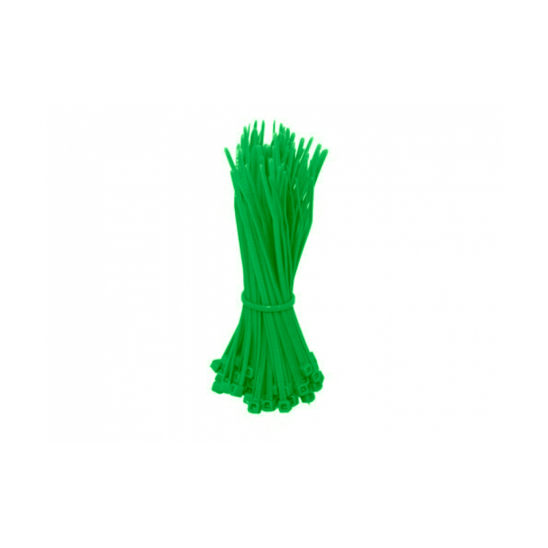 Abraçadeiras em nylon 140mm verdes - 100 unidades