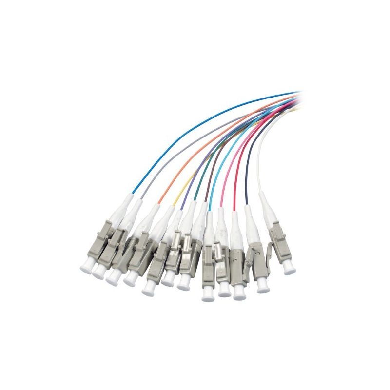 Conjunto de cablagens em fibra de vidro OM3 na cor LC - 12 peças