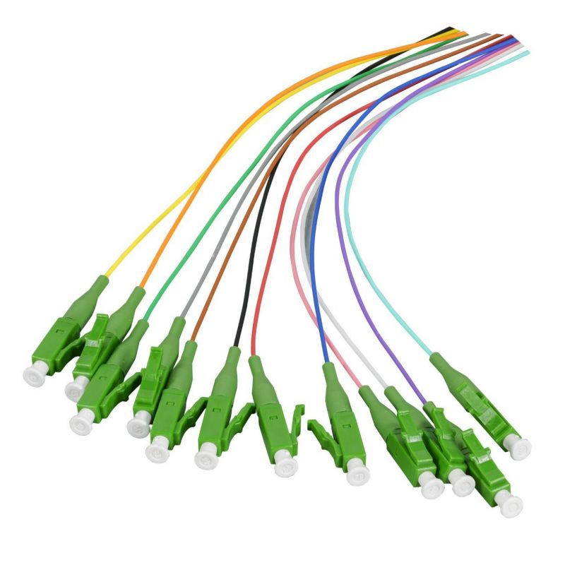 Conjunto de cabos de fibra de vidro OS2 coloridos LC-APC - 12 peças