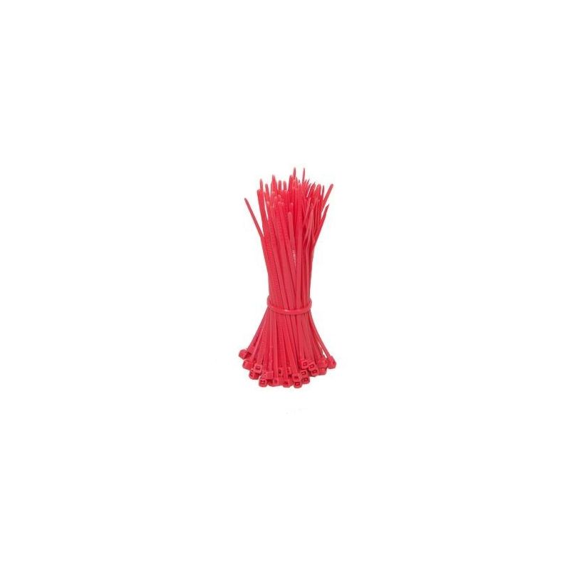 Abraçadeiras de nylon vermelhas de 140 mm - pacote de 100 unidades