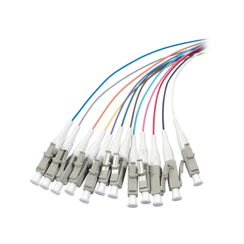 Conjunto de cablagens OS2 em fibra de vidro colorida LC - 12 peças