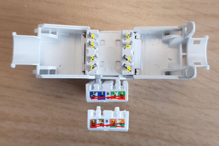 Sequência de cores do conector Keystone UTP Cat6a